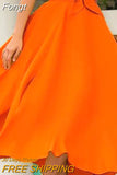Women High Waist Flared Pleated Long Gypsy Bandage Solid color Fashion Lovely Maxi Skirt Full