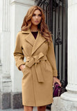 Women's Thick Warm Jacket Wool Blends Solid Long Sleeve Slim Overcoat Elegant Korean Loose Windbreaker Winter Coats