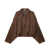 Fongt Spring And Autumn Pilot Jacket Bat Sleeve Zipper Loose Tuff-Sense Coat Women's Casual Jacket B6