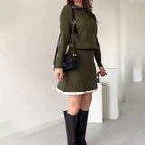 Fongt Women's Clothing 2025 Autumn New POLO Collar Splicing Short Skirt Fashion Set