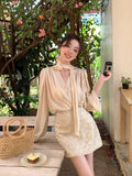 Fongt Xixi 2025 New Korean Version Of The Rose Vertede Temperament Long-Sleeved Shirt Women's Professional Top Tide 89227