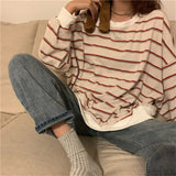 Autumn Oversized Hoodies Women Harajuku Long Sleeve Striped Sweatshirt Casual Loose Jumper Pullover