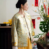 Chinese Heavy Industry Woven Gold Song Brocade Coat 2024 Spring New Fashion Retro Plate Buckle Jacquard Tang Coat-Outfit