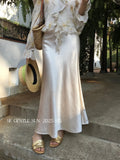 Fongt Xixi 2025 Spring New Temperament High-Waisted Half-Body Skirt Heavy Imitation Acetic Acid-Bated Ass Skirt Women 85108