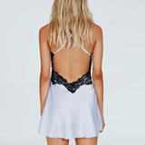 Lace Trim Strap Mini Slip Dress-Outfit