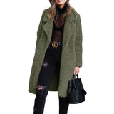 Fongt Women's Autumn And Winter Long Sleeves Collar Double-Sided Lady Plush Coat Long Coat Lamb Velvet Coat