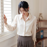 Women Shirt Long Sleeve Blouse 2023 Spring New Loose Ladies Tops Satin Women's White Shirt Basic Elegant Shirts and