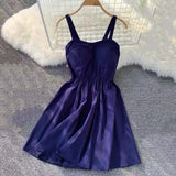 New-Coming Summer Solid Knee-Length Spaghetti Strap Strapless Dresses High Street Empire Style Party Holiday