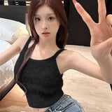 Women's Camisole Temperament Lint Knitted Tank Tops Solid Color U Neck-Outfit