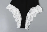 Black Lace Trim Off -Shoulder Bodysuit-Outfit