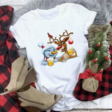 Hat Family Red Printed T-shirts Mom and Me Santa