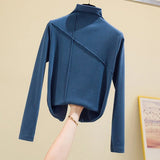 Thick Turtleneck Women T Shirt Winter Long Sleeve Cotton Soft Slim Female Tees Causal Warm Fashion Korean Ladies Basic