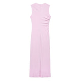 Fongt Women's Clothing 2025 Spring New Sleeveless Folding Decorative Fan Flute Dress Dress Dress