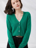 Fongt New Spring And Fall Thin Knit Women's Cardigan Long Sleeve V Neck Short Sweater Small Shawl Coat Jacket-Outfit