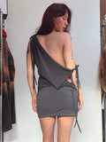 Off-shoulder Drawstring Mini Dress-Outfit