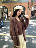 Fongt Xixi 13 Line 2025 Autumn New White Standard Korean Version Of Hollow Knitted Sunscreen Hooded Shirt 25320