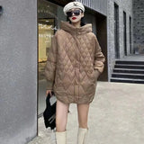 Autumn And Winter New Down Jacket Female Long Loose White Duck Velvet Light Hooded Down Jacket Female Coat Tide-Outfit