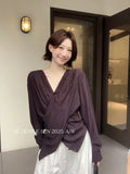 Fongt Xixi 2025 Autumn White Label New Temperament Simple V Collar Kinesi Shirt Female Long Sleeve Top Shirt 89555
