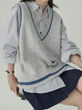 Fongt Department Sister Commuting Literature And Art Loose Thin Temperament Design Sense Of Small Lysier Cotton Striped Shirt