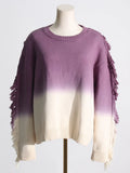 Fongt Wind Gradually Pull Wool Edge Long Sleeve Knit Jacket Spring 2024 New Fashion Trend Design Sense Sweater Woman-Outfit