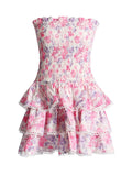 2025 Spring Season New Fashion Sexy Breast Print Lace Splicing Design Feel Waist Thin Dress Dress