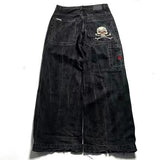 Baggy Jeans For Men Retro Embroidery Hip-Hop Goth Street Clothing-Outfit