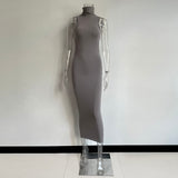 Vestidos De Verano 2021 Summer Blue Evening Maxi Long Dress Turtleneck Bodycon Outfits Woman Backless Party
