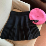 Knitted Pleated Mink Skirt-Outfit