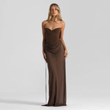 Fongt Women's Clothing Sexy Perspective High Open Fork And Bare Back Sling Dress