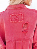 Spring Autumn Denim Jacket Ladies Casual Coat Women Jean Outerwear Rough-edges Holes Long-sleeve Shirt Style Loose