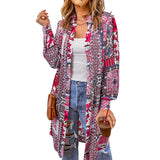 Fongt Beach Coat Bohemian Shirt Clips Loose Casual Printed Long Cardigan Women's Clothing