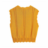 Flowers Embroidery Yellow Vest-Outfit