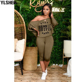 Two Piece Set Tracksuit Women Clothes African Dresses Dashiki Sloping Shoulder Top Shorts Pant Suits Jogging Vetement Femme