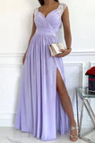 Women's Elegant Evening Party Long Dress Sleeveless Lace Luxury Backless High Slit Female V-neck Dress Vestidos De
