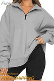 Loose Hoodies Women 2023 Winter Autumn Zip Long Sleeve Oversized Pullover Tops Solid Hoodie Korean Fashion Y2K