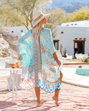 Fongt Women's New Holiday Beach Burqa Chiffin Print Cardigan Shawl Shawl 2271