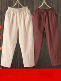 Fashion Woman Pants Casual Cotton Linen Harem Pants LOOSE Solid Ankle-Length Pants Elastic Waist Women's Summer