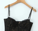 Black Lace Corset Style Satin Ball Gown Mini Dress-Outfit