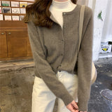 Style Cashmere Cardigan Women Loose Fall Winter Soft Knitted O-Neck Single Breasted Sweater