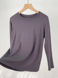Fongt Comfortable Super Soft Modal Cotton Long Sleeve T-Shirt Women's Spring New Solid Color Round Collar With A Bottom Top-Outfit