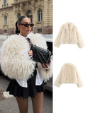 Fongt Women's ZA Explosion Autumn And Winter New Artificial Fur Effect Collared Long-Sleeved Coat