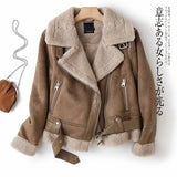 And Winter New Suede Suede Thickened Fur Integrated Suit Collar Belt Jacket Jacket-Outfit
