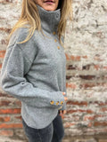 Fongt Li-Necked Knitwear In Autumn/Winter 2025 Solid Color Buttons Casual Loose Sweater For Women