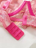Pink Foliage Mesh Lingerie Set-Outfit