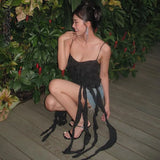 Fringe Tank Top Women Sleeveless Camisoles 2000s Aesthetic Clothes Summer Streetwear Y2k Off Shoulder Tassels Cropped
