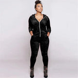 Winter Velvet Tracksuit Women Two Piece Set Zipper Hoodies Jacket To+ Pencil Pants Matching Sets Sportwear Jogging Femme-Outfit
