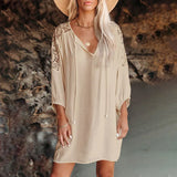 Women's Wear Ins Popular Pleated Split Neckline Lace Shoulder-Back Beach Skirt-Outfit
