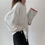 Long sleeve Hole Tops Female Grey Pullovers New Autumn winter thin Cotton long Women sweatshirt oversized solid