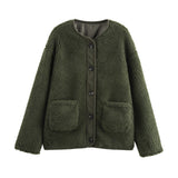 Fongt Women's Fashion New Leopard Print Loose Jacket Lamb Wool Jacket