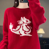 Fongt Dragon New Chinese Red Lovers Sweater With Men And Women-Outfit